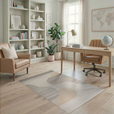 Abstract Wavy Grey Beige Area Rug