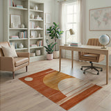 Orange Geometric Abstract Area Rug