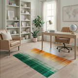 Ombre Green to Orange Vertical Stripe Area Rug