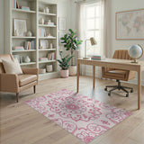 Pink Elegant Pink Floral Mandala Area Rug