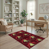 Festive Golden Bells Red Area Rug