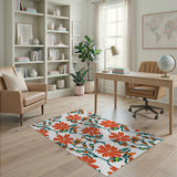 Floral Vintage Vibrant Red Floral Pattern Area Rug
