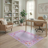 Purple Purple Floral Butterfly Border Area Rug