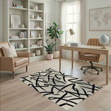 Abstract Black Brush Stroke Area Rug