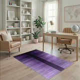 Purple Ombre Stripe Area Rug with Black Center