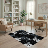 Black and White Grid Modern Black White Geometric Grid Area Rug