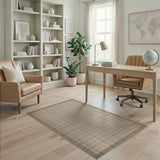 Beige and Neutral Beige Gridline Woven Area Rug