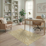 Beige Abstract Swirl Contour Rug