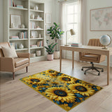 Ornate Sunflower Medley Yellow Area Rug