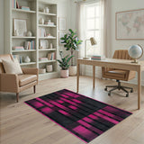 Vibrant Pink Geometric Stripe Area Rug