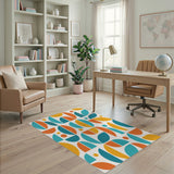 Geometric Modern Blue and Teal Geometric Modern Area Rug