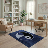 Navy Blue Yin-Yang Textured Area Rug