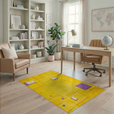 Yellow Vibrant Yellow Purple Geometric Area Rug