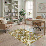 Gold Ornate Baroque Floral Area Rug