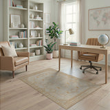 Beige Distressed Geometric Octagon Area Rug