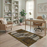 Geometric Leopard Stripe Area Rug