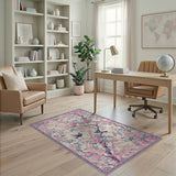 Pink Cherry Blossom Blue Bird Floral Area Rug
