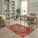 Red Teal Mandala Area Rug
