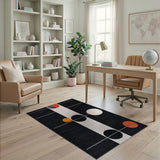 Modern Geometric Circle Area Rug Black White Orange