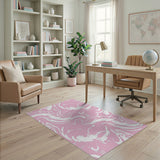 Pink Pink Marble Swirl Abstract Area Rug