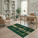 Emerald Grid Geometric Area Rug