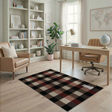 Rustic Brown Plaid Bunny Check Rug