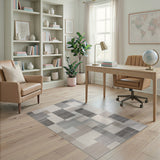 Grey Modern Grey Geometric Patchwork Area Rug