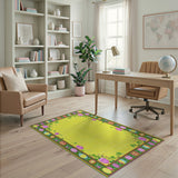 Vibrant Yellow Easter Egg Border Area Rug