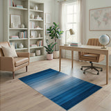 Ombre Blue Gradient Striped Area Rug