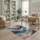 Abstract Blue Teal Wave Abstract Area Rug