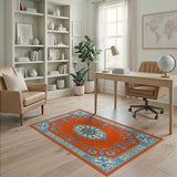 Traditional Persian Vibrant Orange Persian Medallion Area Rug