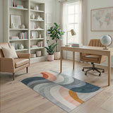Modern Wavy Abstract Multi-Color Area Rug