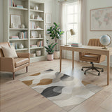 Layered Wave Abstract Neutral Area Rug