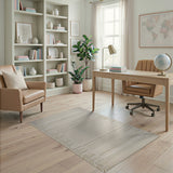 Beige Striped Boho Fringe Area Rug