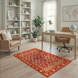 Vibrant Red Persian Floral Area Rug