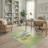 Cartoon Horses Grazing Under Willow Meadow Rug