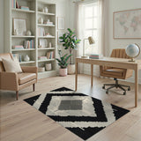 Black and White Geometric Modern Black White Geometric Diamond Area Rug