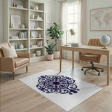 Navy Pink Ornate Mandala Area Rug