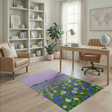 Blue White Daisy Meadow Area Rug