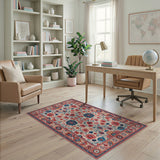Persian Floral Area Rug in Vibrant Red Blue