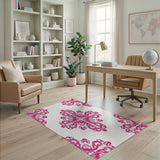 Vintage Pink Ornate Floral Area Rug