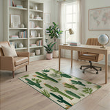 Green Cactus Succulent Botanical Area Rug