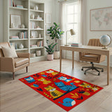 Multi-color and Patterns Playful Cartoon Cats Area Rug