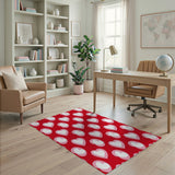 Vibrant Red Heart Pattern Area Rug