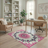 Pink Mandala Sunburst Persian Rug