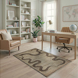 Tribal Coiled Snake Brown Tan Rug
