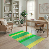 Multi-color and Patterns Vibrant Green Yellow Striped Area Rug