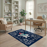 ODIKA Festive Snowman Washable Holiday Rug - Non-Slip Low Pile Christmas Decor