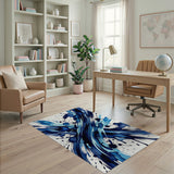 Dynamic Blue Watercolor Splash Abstract Area Rug
