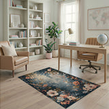 Misty Woodland Poppy Floral Area Rug